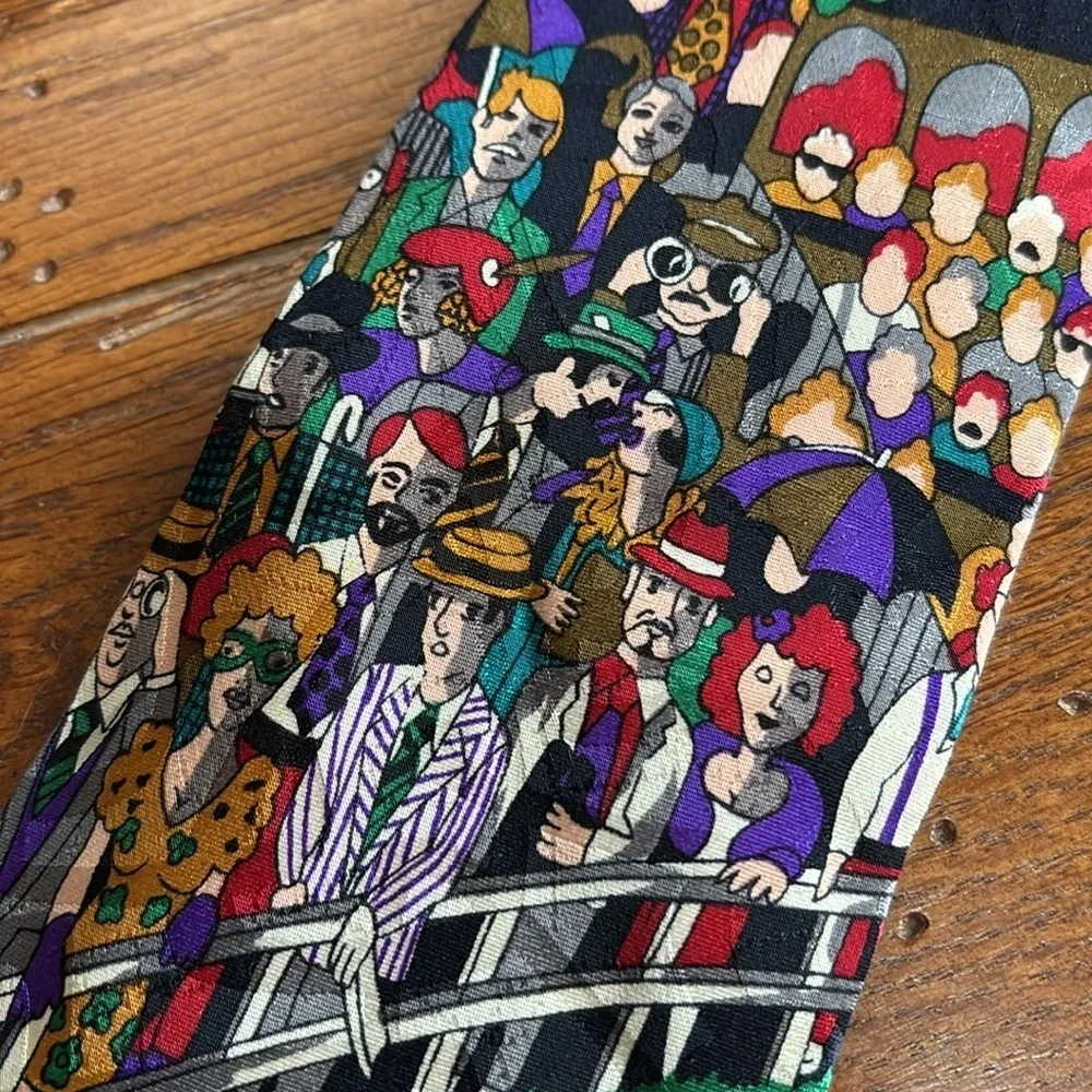 Balmain Pierre Balmain 100% Silk Tie Extra Long Racetrack Horse Racing Vintage